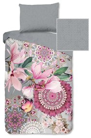 Розово-сиво фланелено спално бельо за единично легло 140x200 cm - HIP