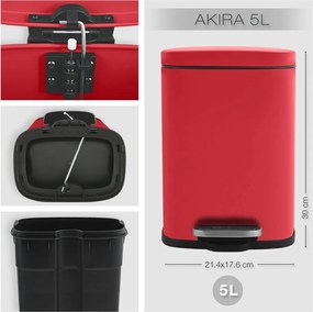 Червено стоманено кошче за боклук с педал 5 l Akira – Spirella