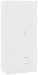 800639 vidaXL Гардероб, бял, 80x52x180 см, инженерно дърво