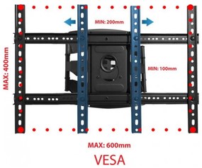 Стойка за телевизор Esperanza ERW021, 40-85", Регулиране на наклона, До 68.2 кг, Черен