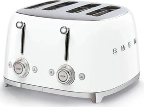 Тостер за хляб SMEG 50's Style TSF03WHEU, 2000W, 4 филии, 6 нива, Тавичка за трохи, Вграден кабел, Неръждаема стомана, Бял