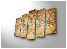 Картина от няколко части Голяма карта на света, 105 x 70 cm - Wallity