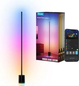 Подова Smart LED лампа Govee Floor Lamp 2 RGBICWW H607C, 152 см, 30W, 1725 lm, 6500K, Wi-Fi, Bluetooth, Govee Home, Черен