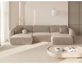 Бежов кадифен сгъваем/с място за съхранение ъглов диван (U форма) Tonale – Cosmopolitan Design