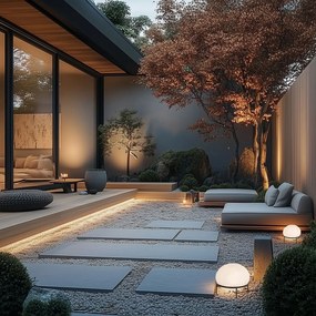 Дизайнерска външна настолна лампа черна - Jannie