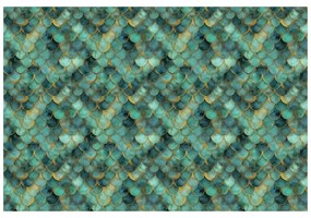 Тапет – Зелени морски люспи със златен оттенък