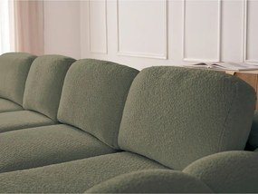 Зелен сгъваем/с място за съхранение ъглов диван от прежда с примки от букле (десен ъгъл) Montaigne – Bobochic Paris