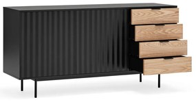 Черен/естествен нисък скрин от декор от дъб 159x80 cm Sierra – Teulat