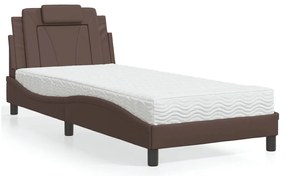 3208770 vidaXL Легло с матрак, кафяво, 90x200 см, изкуствена кожа