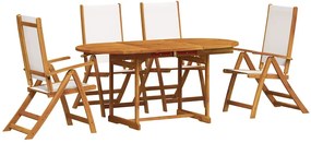 3279294 vidaXL Градински трапезен комплект, 5 части, акация масив и textilene