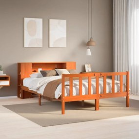 3321671 vidaXL Легло с етажерка за книги, без матрак, 140x200 см, бор масив