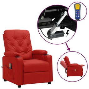 3093510 vidaXL Изправящ масажен стол виненочервен изкуствена кожа