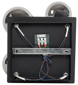 Модерна таванна лампа черна 5-лампа с димно стъкло - Атина