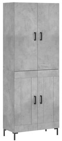 3195791 vidaXL Висок шкаф, бетонно сив, 69,5x34x180 см, инженерно дърво