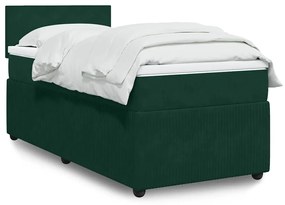 3289959 vidaXL Боксспринг легло с матрак, тъмнозелено, 100x200 см, кадифе