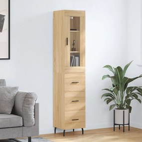3199252 vidaXL Висок шкаф, сонома дъб, 34,5x34x180 см, инженерно дърво