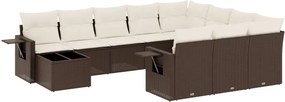 3253070 vidaXL Градински комплект диван с възглавници 11 части кафяв полиратан