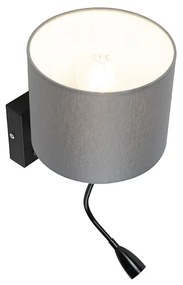 Модерна стенна лампа черна с сив абажур - Brescia