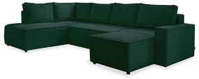 Тъмнозелен разтегателен ъглов диван от рипсено кадифе (ляв ъгъл/"U" форма) Brave Dave – Miuform