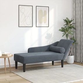4007589 vidaXL Кушетка с възглавници, тъмносива, кадифе