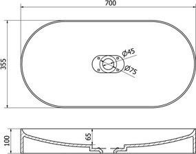 Mexen Sofia плотна мивка от конгломерат 70 x 35 см, бяла - 23067001