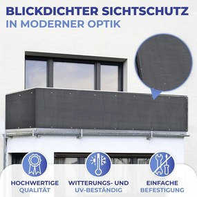 Черен пластмасов балконски параван 500x85 cm – Maximex