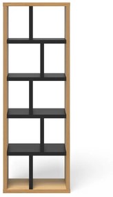 Етажерка за книги в дъбов декор в черен и естествен цвят 70x198 cm Berlin - TemaHome