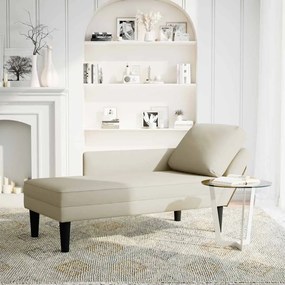 4009814 vidaXL Кушетка с възглавница и десен подлакътник, кремав, кадифе
