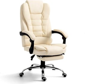 Офис стол BOSS с подложка за крака - кремава екокожа