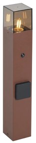 Индустриален външен стълб ръждивокафяв с димно стъкло 50 см със сензор за здрач - Дания
