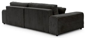 Тъмносив разтегателен ъглов диван от рипсено кадифе с място за съхранение (десен ъгъл) Sarina – Ropez