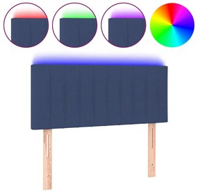 3121830 vidaXL LED горна табла за легло, синя, 80x5x78/88 см, плат