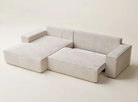 Кремав шенилов сгъваем/с място за съхранение ъглов диван (ляв ъгъл) Maze – Maison de Rêve