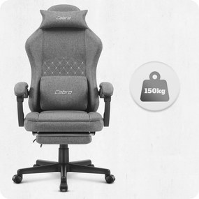 CABRO C503 дизайнерски геймърски стол с подложка за крака, до 150 кг, сив