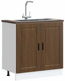853934 vidaXL Шкаф за мивка, Porto, кафяв дъб, 80x46x81,5 см, инженерно дърво
