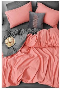 Памучен чаршаф за двойно легло/разширен чаршаф в сьомга/сиво 200x220 cm - Mila Home