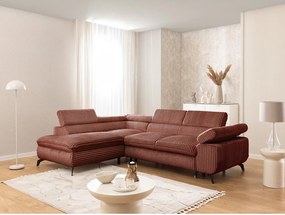 Теракотен ъглов диван от рипсено кадифе (ляв ъгъл L форма) Marbeya – Ropez