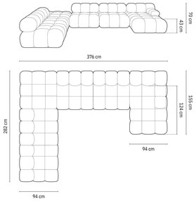 Светлокафяв кадифен модулен ъглов диван (десен ъгъл/U форма) Bellis – Micadoni