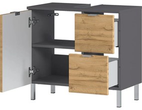 Сив шкаф под умивалника в дъб 60x56 cm Mauresa - Germania