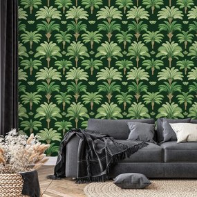 Тапет – Зелени палми на тъмен фон