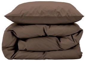 Кафяво удължено спално бельо за двойно легло от памучен перкал 200x220 cm Crisp - Södahl