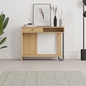 Конзолна маса с плот в дъбов декор в естествен цвят 35x100 cm Saturne - Marckeric