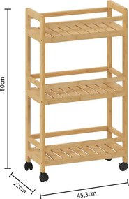 Кухненска количка 5five Linha, Малка, Бамбук, 3 нива