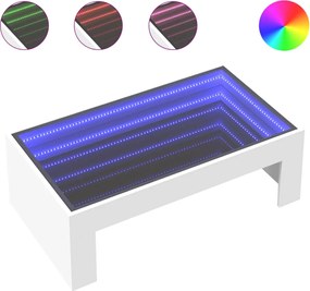 847616 vidaXL Маса за кафе с Infinity LED, бяла, 90x50x30 см