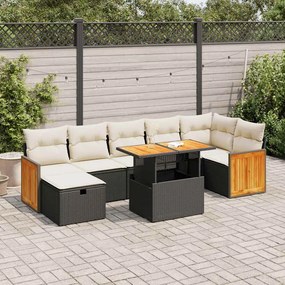 3328162 vidaXL Градински комплект с възглавници, 5 части, черен полиратан