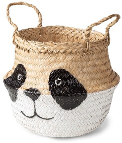 Бяла/естествена детска кошница за играчки от морска трева ø 25x24 cm Panda – Compactor