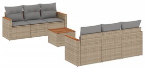 3258195 vidaXL Градински диван с възглавници, 7 части, бежов полиратан