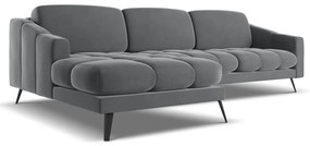 Сив кадифен ъглов диван (ляв ъгъл) Nalu – Makamii