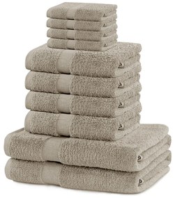 Бежови памучни хавлии и кърпи за баня в комплект от 10 бр. от тери Marina – DecoKing