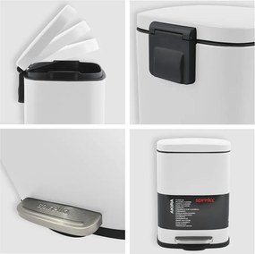 Стоманено кошче за боклук с педал в матово бял цвят 5 l Akira – Spirella